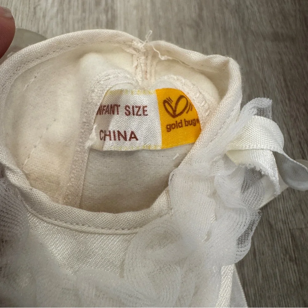 Vintage Gold Bug Baby Booties Infant White Blessing Baptism Wedding Formal